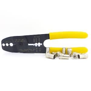 Coax Strip and Crimp Tool Kit with F-Connectors