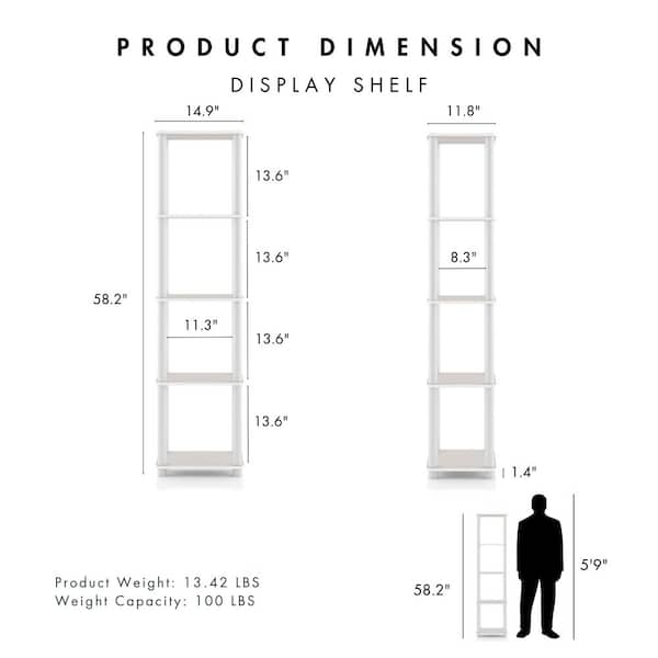 Quincy 58.2 in. Tall Greige Engineered Wood 5-Shelf Modular Bookcase With Support Rods