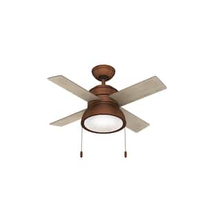 Loki 36 in. LED Indoor Weathered Copper Ceiling Fan with Light Kit