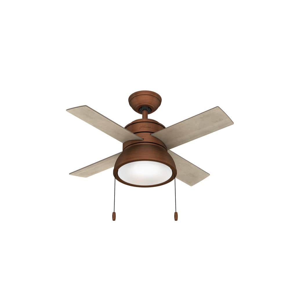 Hunter Loki 36 In Led Indoor Weathered Copper Ceiling Fan With Light Kit 51042 The Home Depot