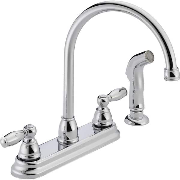Peerless Apex 2-Handle Standard Kitchen Faucet with Side Sprayer in Chrome