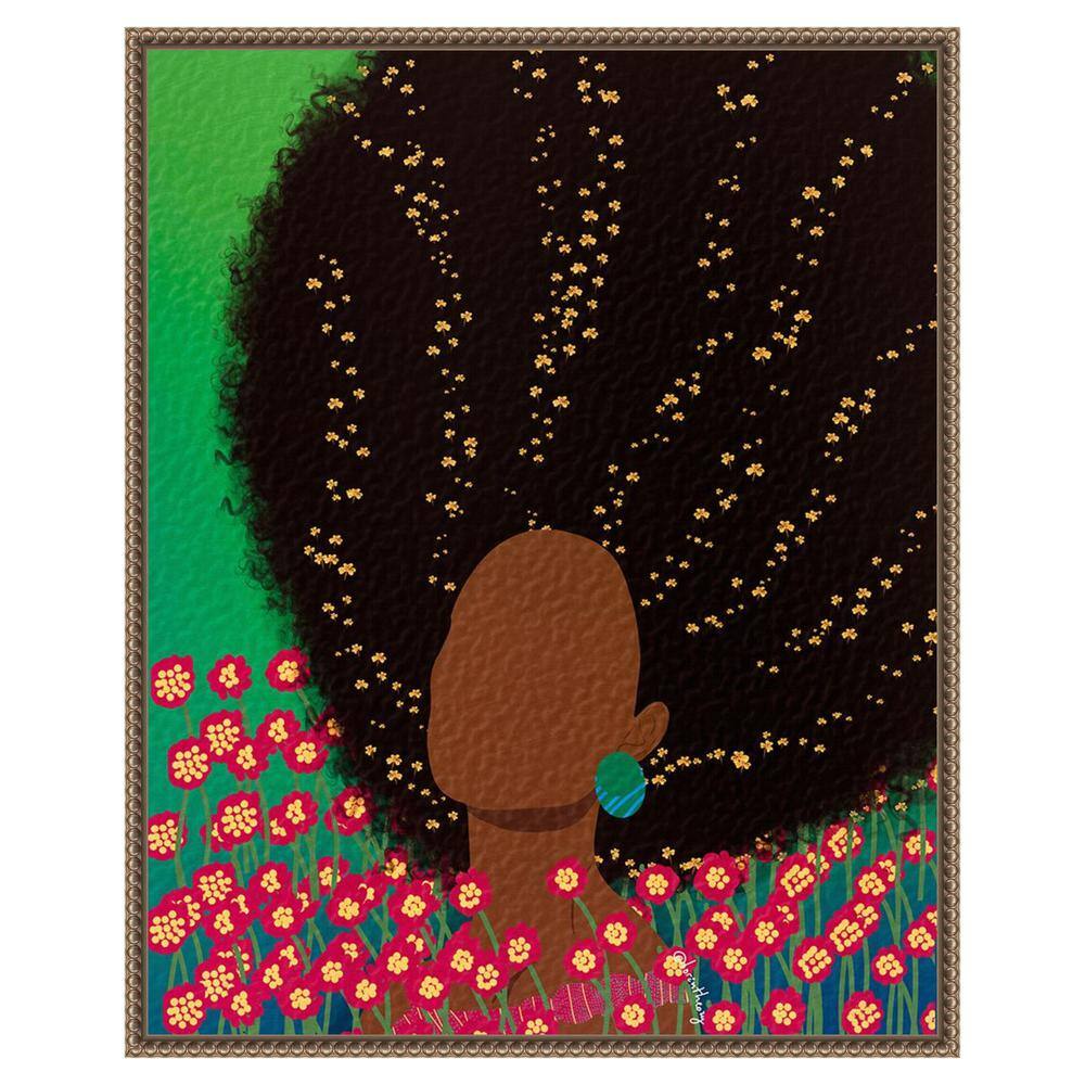 Amanti Art 23"x28" Dreamer with Flowers in Her Hair by Lorintheory Framed Canvas Wall Art Print Bronze: Ethereal Woman Canvas
