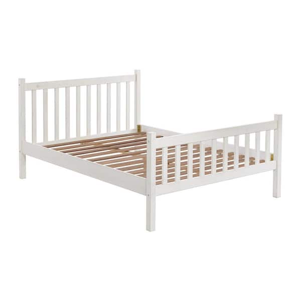 Alaterre Furniture Windsor Wood Slat Full Bed, DriftWood White