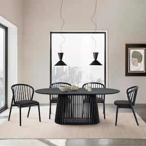 Pasadena Echo 5-Piece Oval Black Wood Top Dining Room Set Seats 4