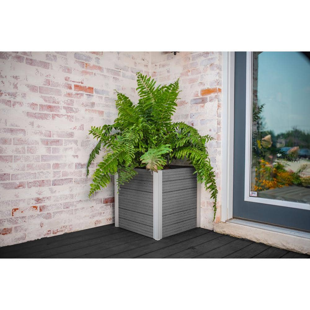 Urbana 22" Slate Gray Vinyl Cube Planter