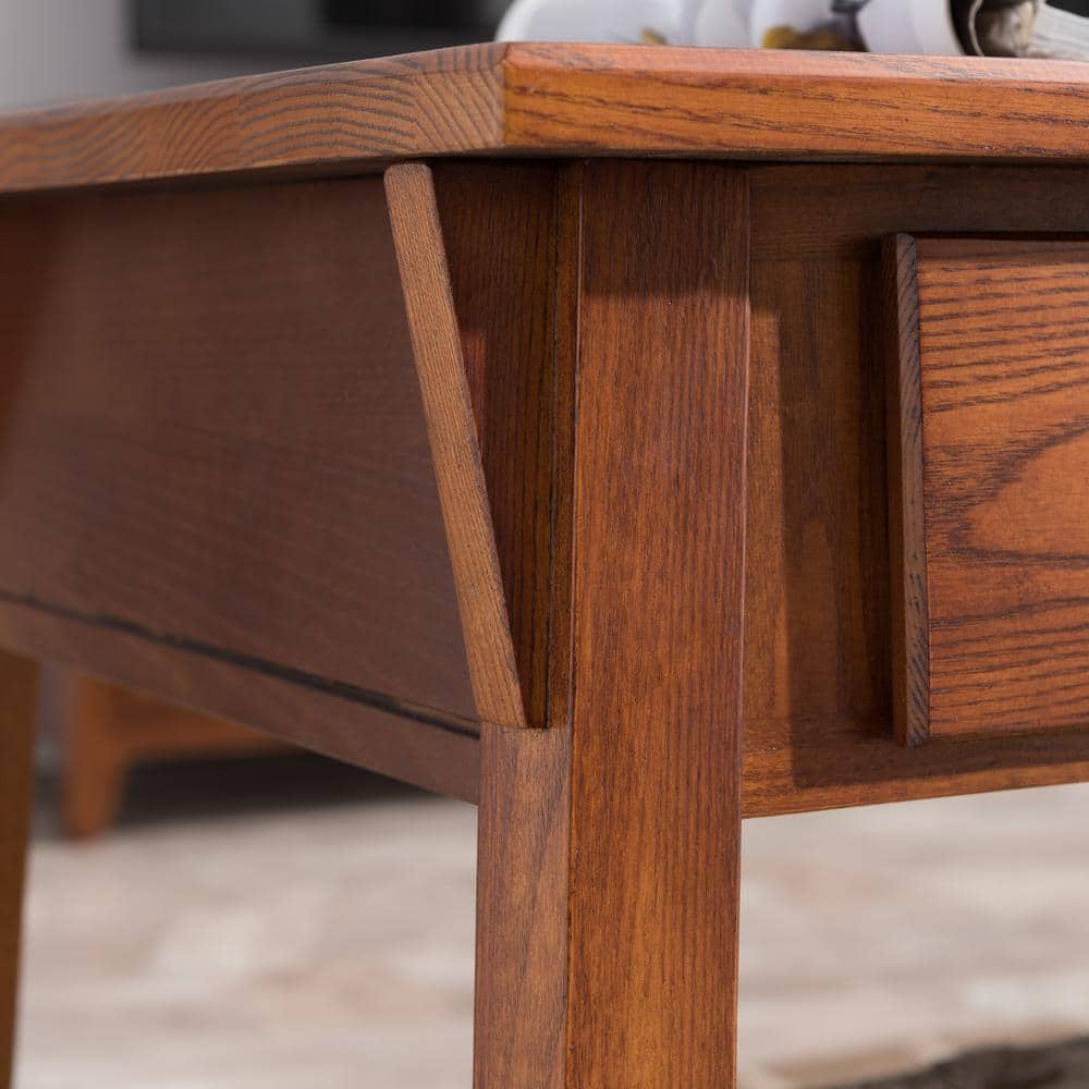 Russet Solid Wood Rectangular Coffee Table with Storage