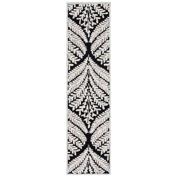 Capri 2 ft. x 11 ft. Black/Ivory Abstract Runner Rug