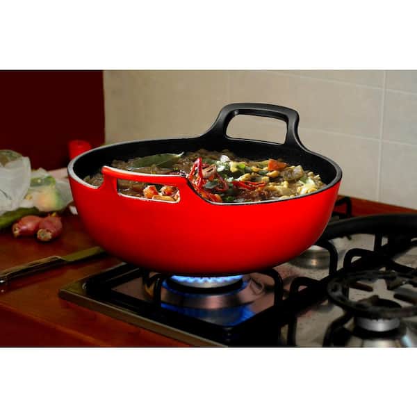 Lexi Home Premium Enameled Cast Iron Dutch Oven with Dual Loop Handles - 3  Quart, Red - Lexi Home