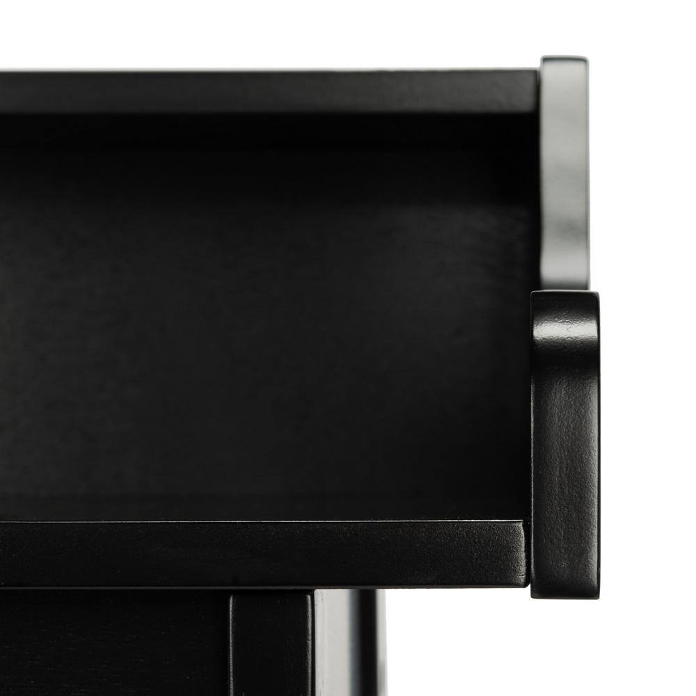 Industrial Mid-Century Matte Black Writing Desk with Shelves
