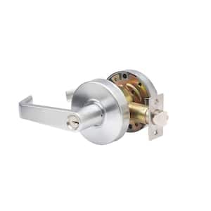 LSV Saturn Series Standard Duty Brushed Chrome Grade 2 Commercial Cylindrical Storeroom Door Handle with Lock