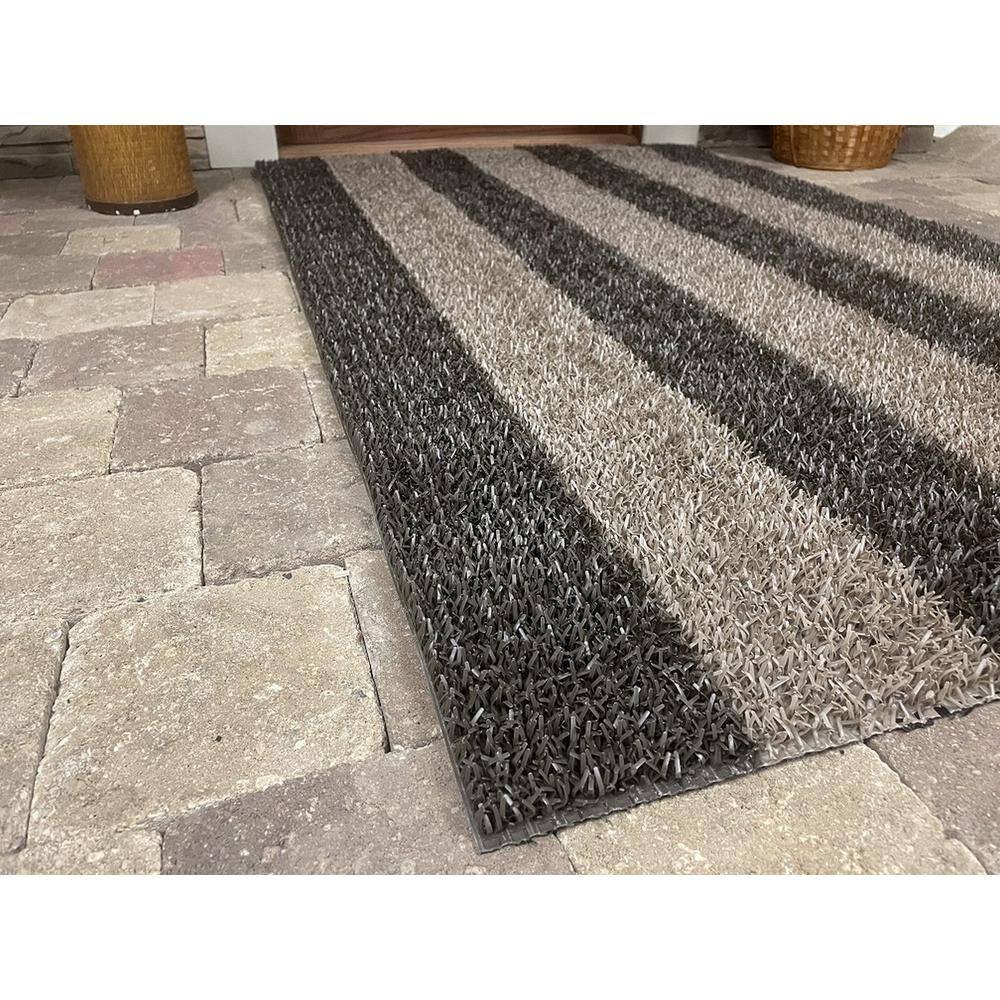 Flair Desert Taupe Striped Outdoor Doormat 35.5" x 59.5"