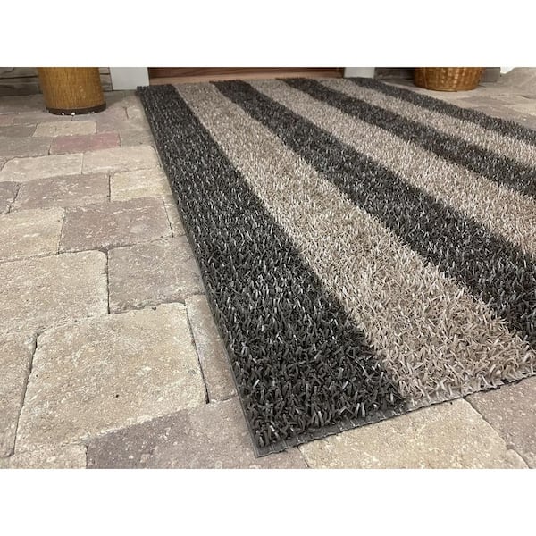 Patio Stripe Desert Taupe 35.5 in. x 59.5 in. Door Mat
