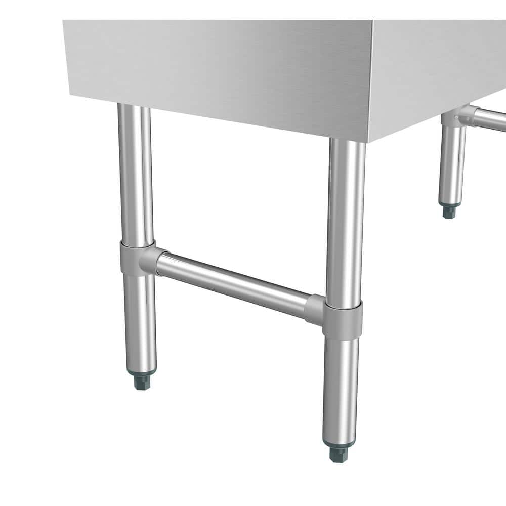 60 in. Stainless Steel Commercial Bar Sink with Copper Faucet and Dual Drainboards