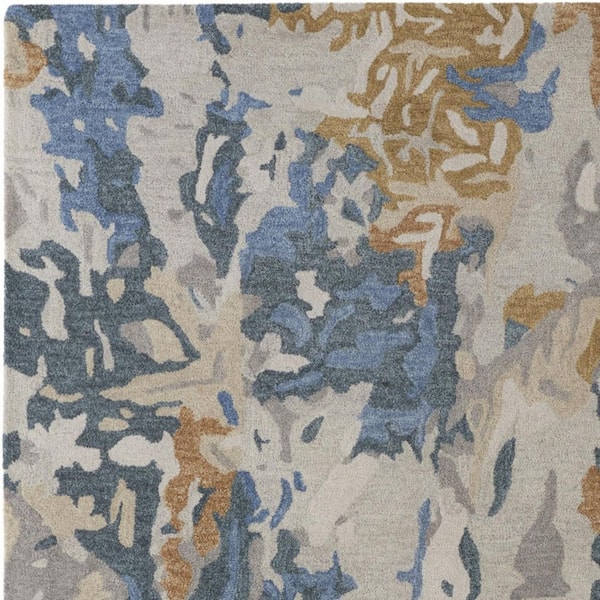 Blue,  Gray  12 ft. x 15 ft.Tufted Abstract Wool Indoor Area Rug