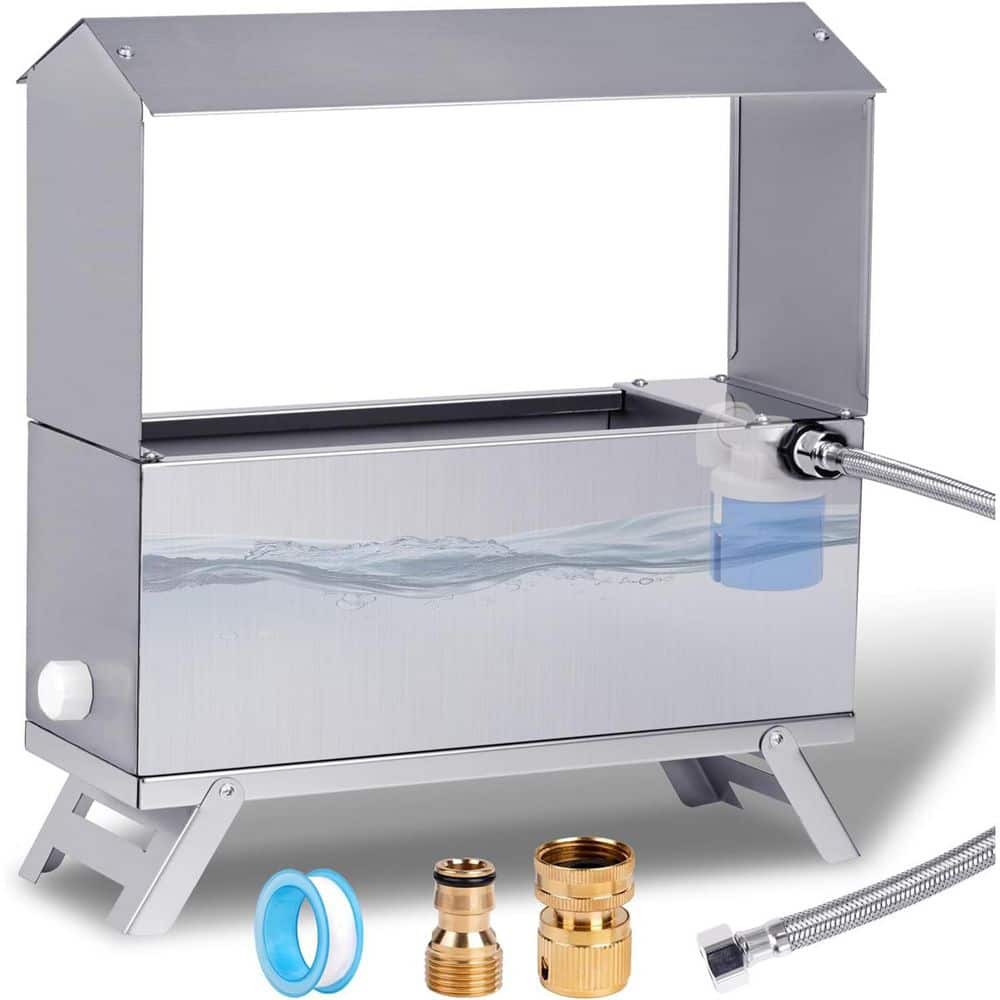 16.73 x 8.19 x 7.99 in. Stainless Steel Automatic Chicken Poultry Waterer with Float Valve and Adjustable Legs price history on PriceWatchPro