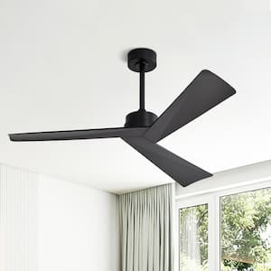 52 in. 3-Blades 6 Fan Speeds Black Ceiling Fan Without Light