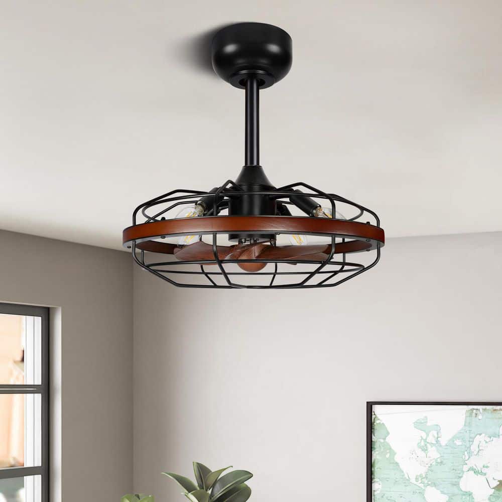17.7 in. Indoor/Outdoor Enclosed Caged Black Ceiling Fan with Remote and 7 Wood Grain ABS Blades price history on PriceWatchPro