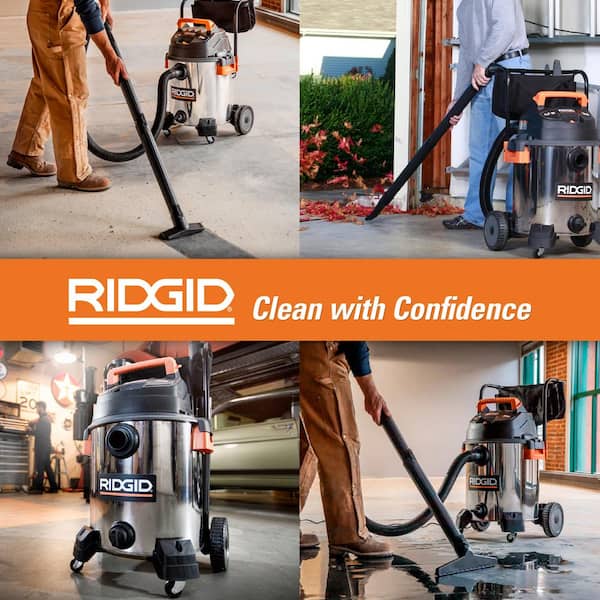 RIDGID 16 Gal. 6.5-Peak HP Motor-On-Bottom Wet/Dry Shop Vacuum with Fine  Dust Filter, Hose and Accessories – Monsecta Depot