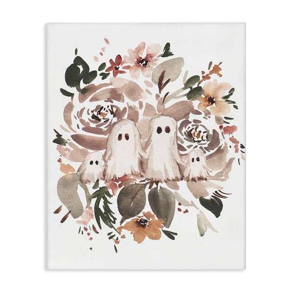 Little Ghosts with Botanicals by Amanda Cook Unframed Nature Graphic Art Print 30 in. x 24 in.