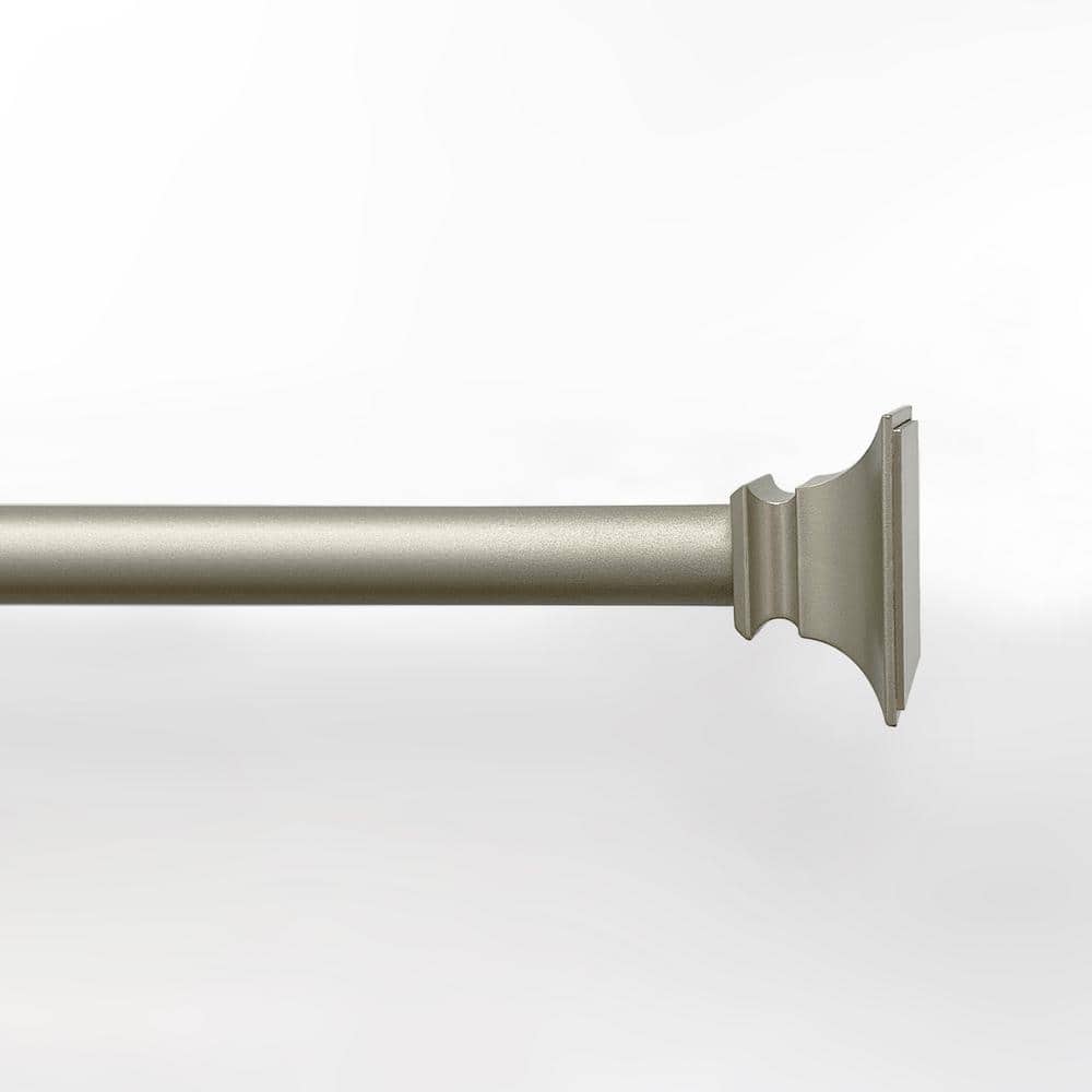 Lumi 28"-48" Adjustable Silver and Black Curtain Rod Set with Square Finials