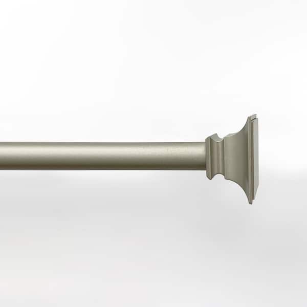 Lumi 84 in. - 120 in. Adjustable Single Curtain Rod 5/8 in. Dia. in Silver with Flat Square finials
