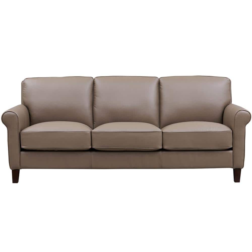 Laguna 84'' Brown Leather Lawson Sofa with Rolled Arms