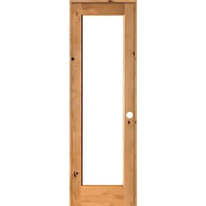 28 in. x 96 in. Rustic Knotty Alder Left-Hand Full-Lite Clear Glass Clear Stain Solid Wood Single Prehung Interior Door