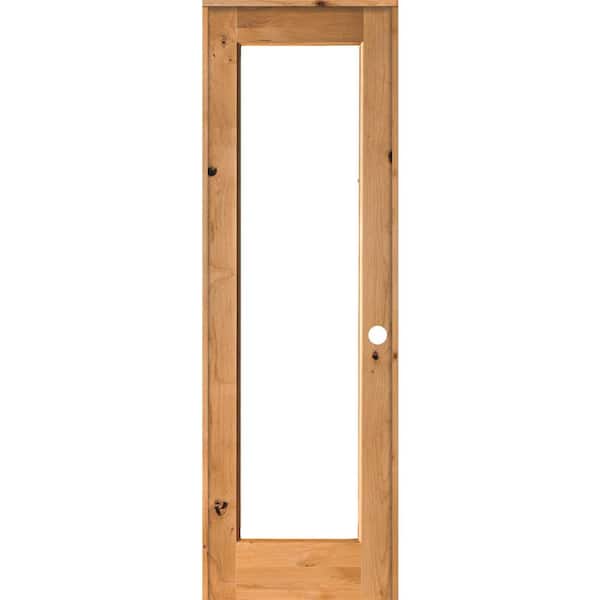 Krosswood Doors 30 in. x 96 in. Rustic Knotty Alder Left-Hand Full-Lite Clear Glass Clear Stain Solid Wood Single Prehung Interior Door