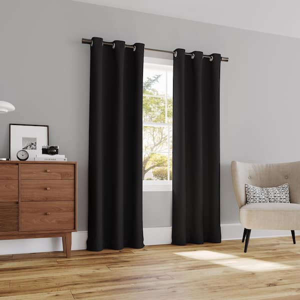 Sun Zero Dickenson Black Polyester 37 in. W x 84 in. L Grommet 100