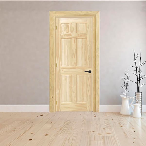 Steves & Sons 36 in. x 80 in. 6-Panel Solid Core Unfinished Pine