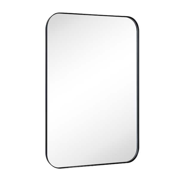 TEHOME Mid-Century 30 in. W x 40 in. H Rectangular Stainless Steel Framed Wall Mounted Bathroom Vanity Mirror in Matt Black