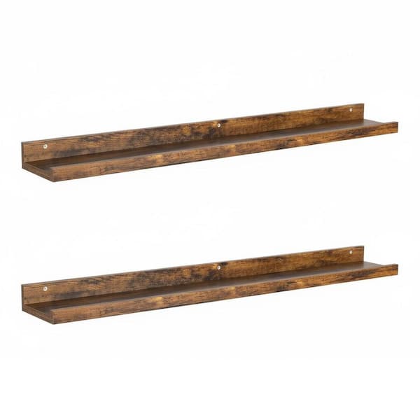 36 in. W x 4.7 in. D Brown Picture Ledge Decorative Wall Shelf (Set of 2) for Books Photo Frames