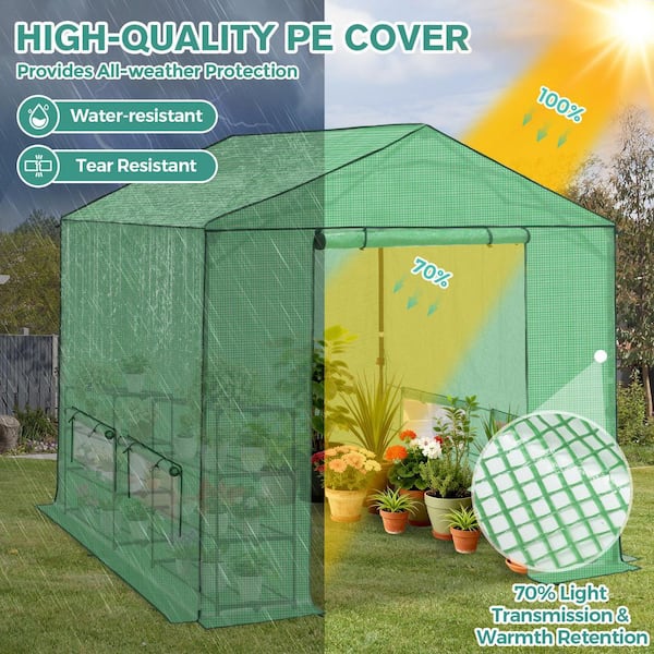 COOS BAY 10 ft. x 10 ft. Pop-Up Walk-in portable Greenhouse for