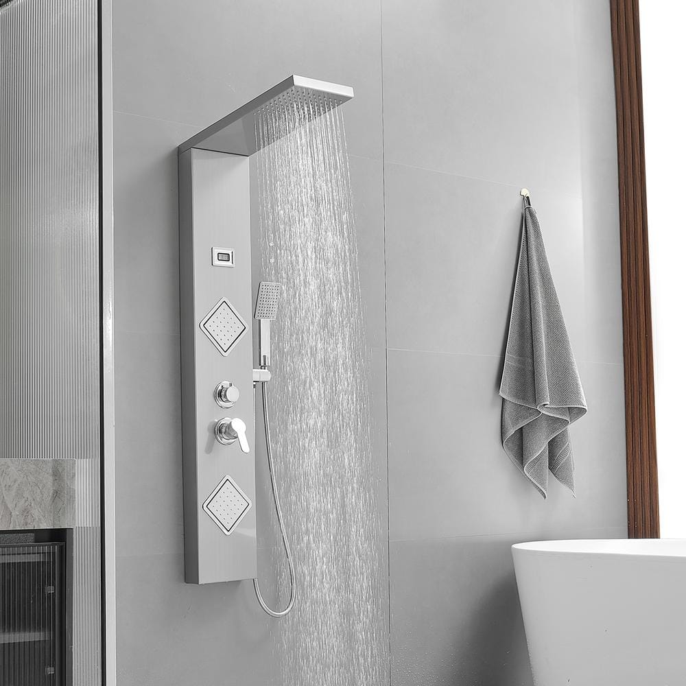 52'' Nickel Chrome Rainfall Shower Panel System with Body Jets