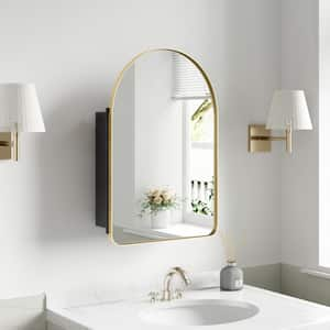 G 16 in. W x 24 in. H Recessed or Surface Mount Arched Medicine Cabinet with Mirror in Gold