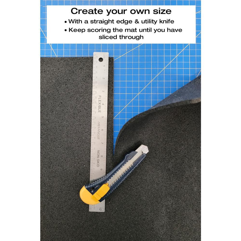 Black Recycled Rubber 72" x 48" Fitness Utility Mat