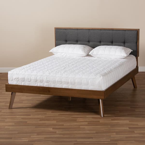 Baxton Studio Alke Dark Grey and Walnut Queen Platform Bed 163