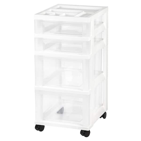 IRIS 4 Drawer Rolling Storage Cart in White
