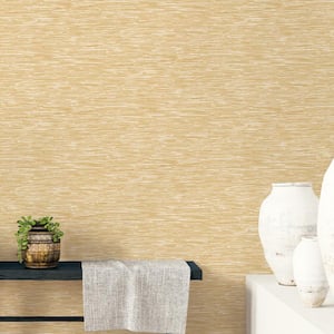 TexStyle Collection Neutral Gold Bronze Effect Horizontal Stripe Metallic Finish Non-Pasted on Non-Woven Wallpaper Roll