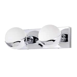 Tomy 14 in. 2-Light Indoor Chrome Wall Sconce with Light Kit