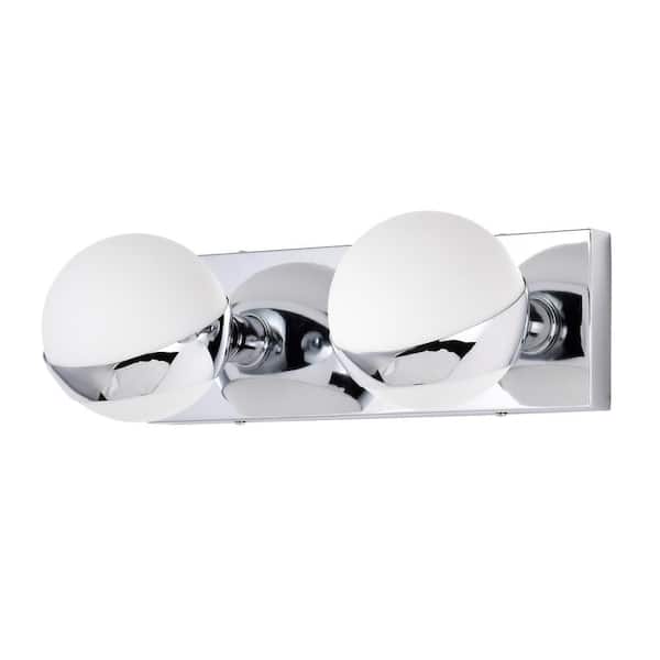 Warehouse of Tiffany Tomy 14 in. 2-Light Indoor Chrome Wall Sconce with Light Kit