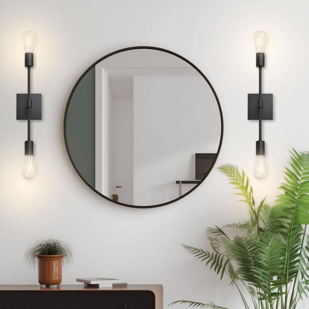 4 in. 2-Light Black Linear Wall Sconce Vanity Light Without Shade (2-Pack) price history on PriceWatchPro