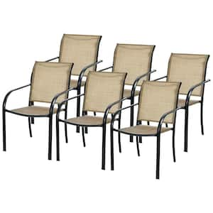 Metal Patio Outdoor Dining Chair Stackable Armchair Backyard Garden (6-Pieces)