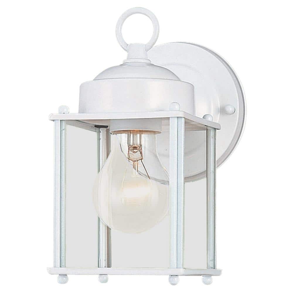 White and Clear Glass Outdoor Wall Lantern