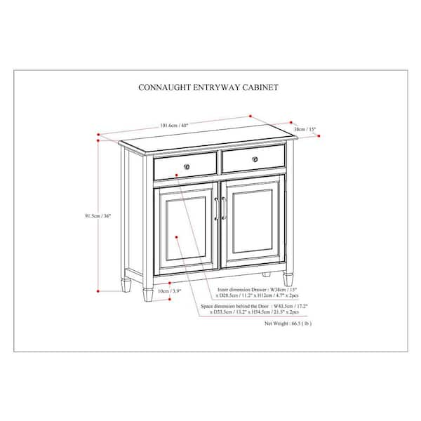 Simpli Home Connaught Solid Wood 40 in. Wide Traditional Entryway Storage  Cabinet in Distressed Grey AXCCON47-GR - The Home Depot