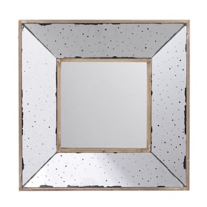12 in. W x 12 in. H Square Wooden Framed Wall Bathroom Vanity Mirror in Silver, Artistic Display Accent Mirror (1 Piece)