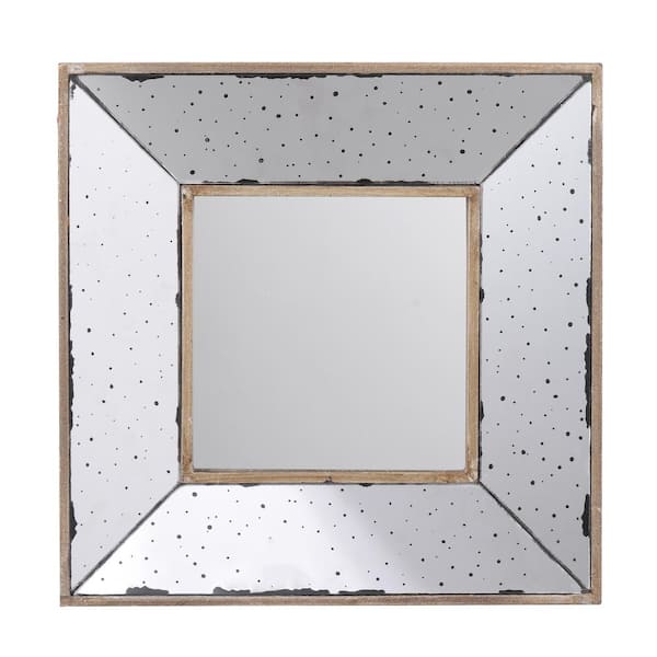 FUNKOL 12 in. W x 12 in. H Square Wooden Framed Wall Bathroom Vanity Mirror in Silver, Artistic Display Accent Mirror (1 Piece)