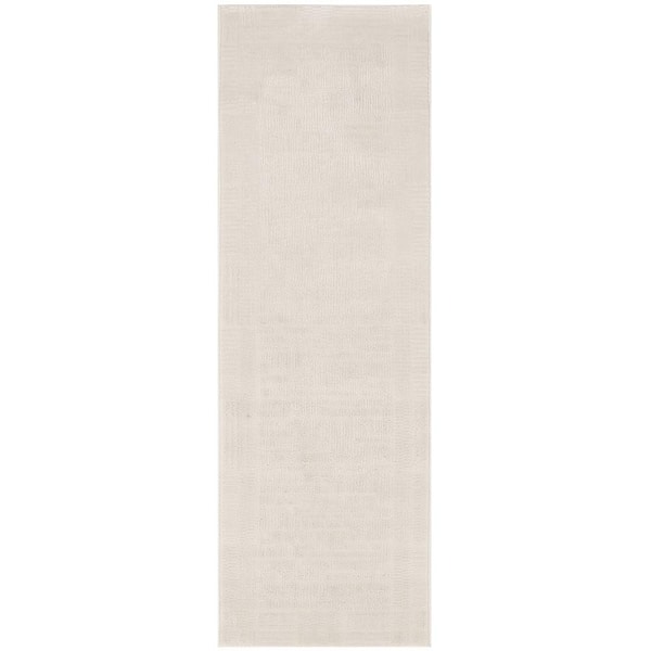 Nourison Nordic Ivory 2 ft. x 6 ft. Geometric Contemporary Runner Area Rug