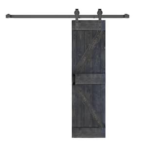 K Style 30 in. x 84 in. Carbon Gray Finished Soild Wood Sliding Barn Door with Hardware Kit - Assembly Needed