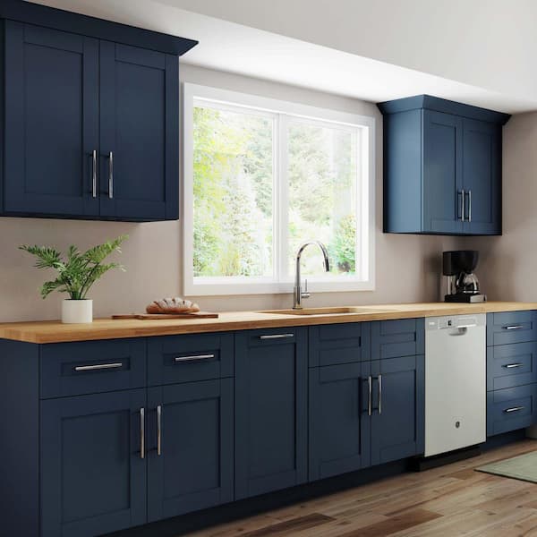 Navy Blue Shaker Frameless Kitchen Cabinets